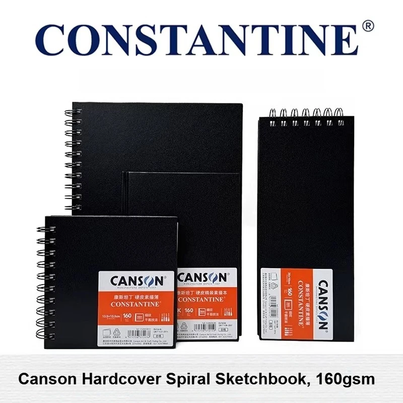 

Скетчбук Canson Constantine, 56 листов, твердая обложка, бумага 160 г/м², прошитый и спиральный переплет, раскладывается на 180°, портативный блокнот для рисования