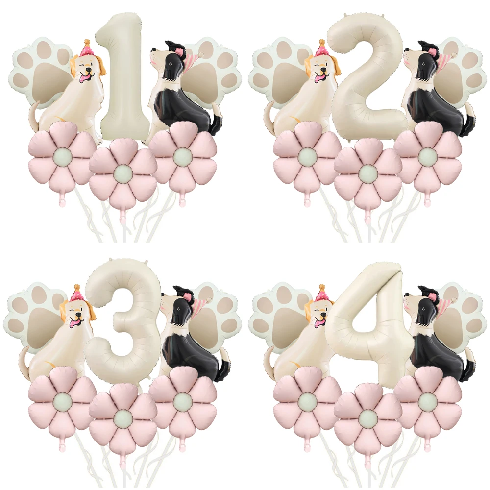 Hunde-Labrador-Schäferhund-Zahlenballon-Set für Geburtstag, Jahrestag, Haustier-Thema, Party-Dekoration