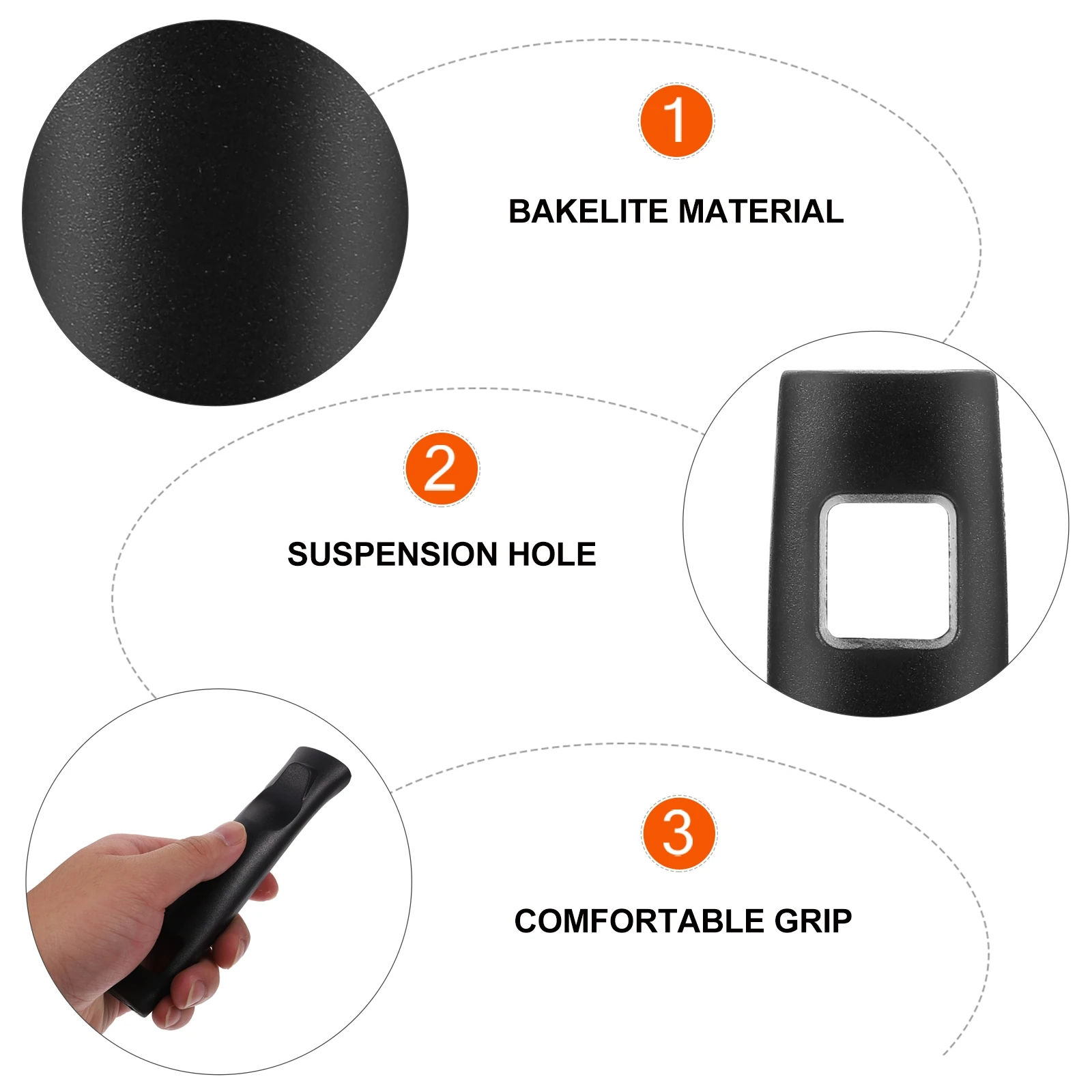 

2Pcs Replacement Pan Handle Bakelite Heat Resistant Grip Accessories Kitchen Cookware Universal Fry Pan Handle