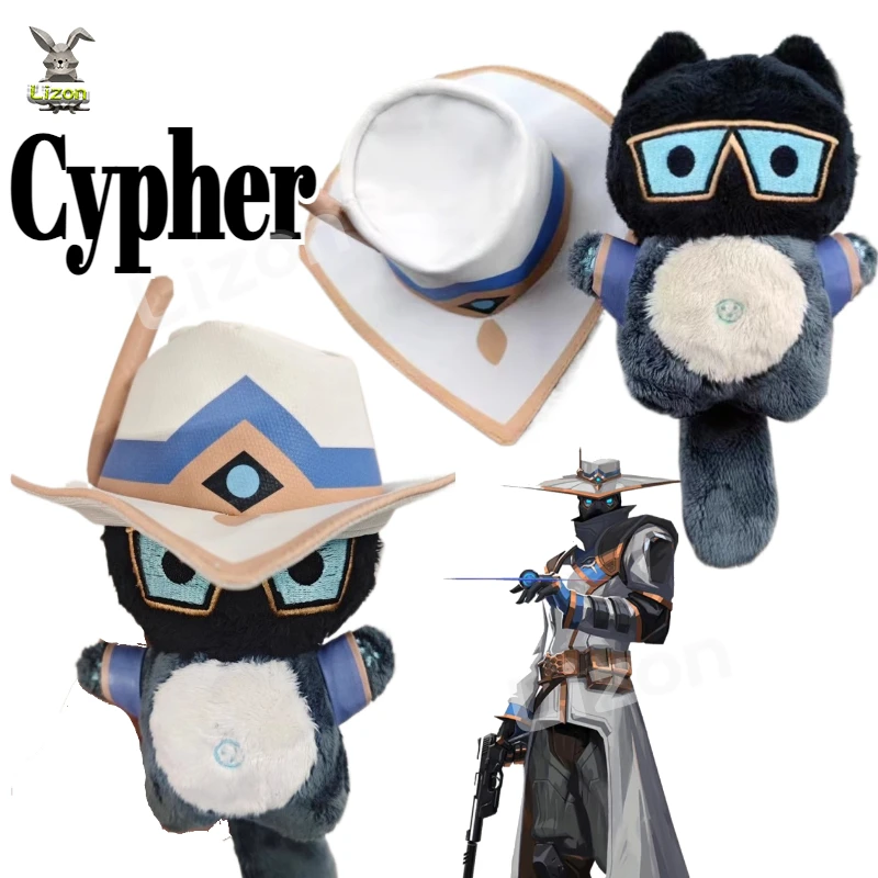 

Кукла Valorant Cypher, съемная шляпа из полипропилена, хлопок, 18 см, плюшевая игрушка, писк, Valorant, игровые аксессуары, праздничные подарки, офисное украшение
