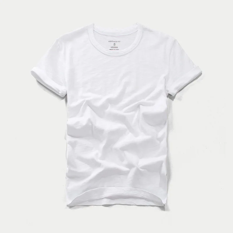 Men's Crew Neck Short Sleeve T-shirt Bamboo Slub Cotton Slim Fit Solid Color Basic Tee Multiple Colors Available Summer Casual T