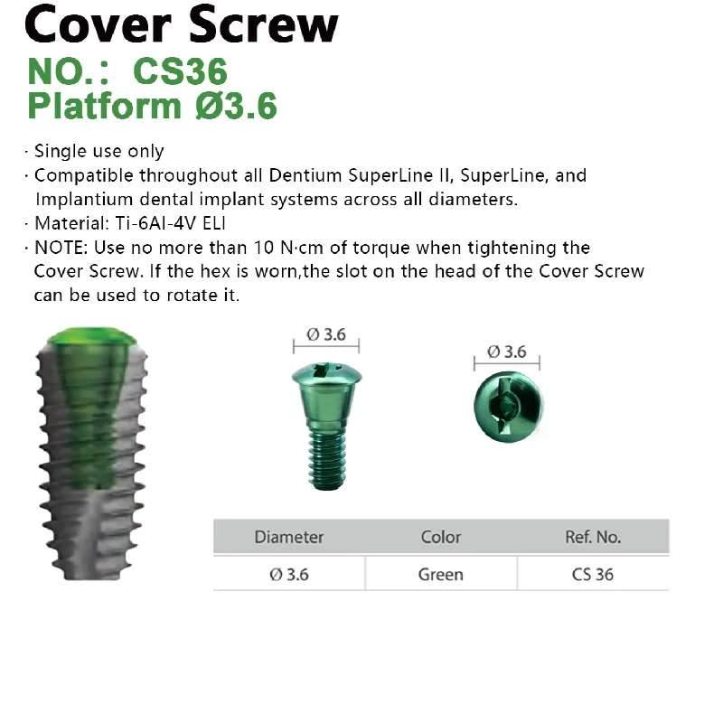 Dental Accessories Dentistry Cover Screw OEM ODM Factory Direct Sales Bulk Price Available Compatible with Dentium System