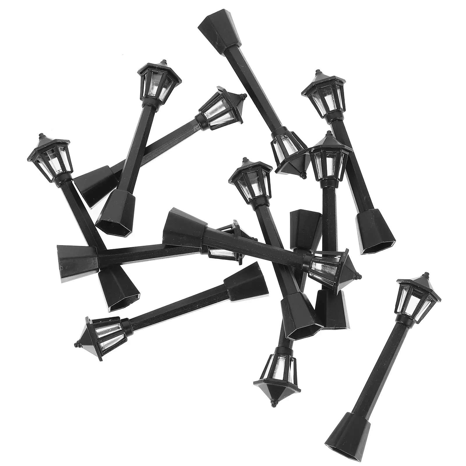 

12Pcs Plastic Garden Street Lamp Miniature Luminous Design for Micro Landscape Decor Scene Layout Props