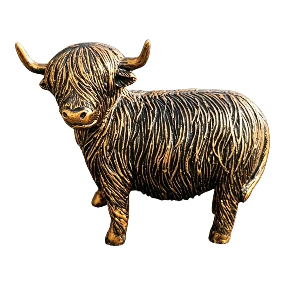 Room Entrance Hall Decorations Highland Yak Resin Figurines Vintage Bronze Finish Statues Weatherproof Farmhouse Decor for Patio