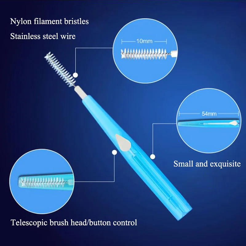 10 قطعة/المجموعة 0.6/0.7/0.8/1/1.2 مللي متر انتر فرشاة أسنان تلسكوبي أنا على شكل الفم انتر فرشاة أسنان es ، نظافة الفم تنظيف فرشاة أسنان