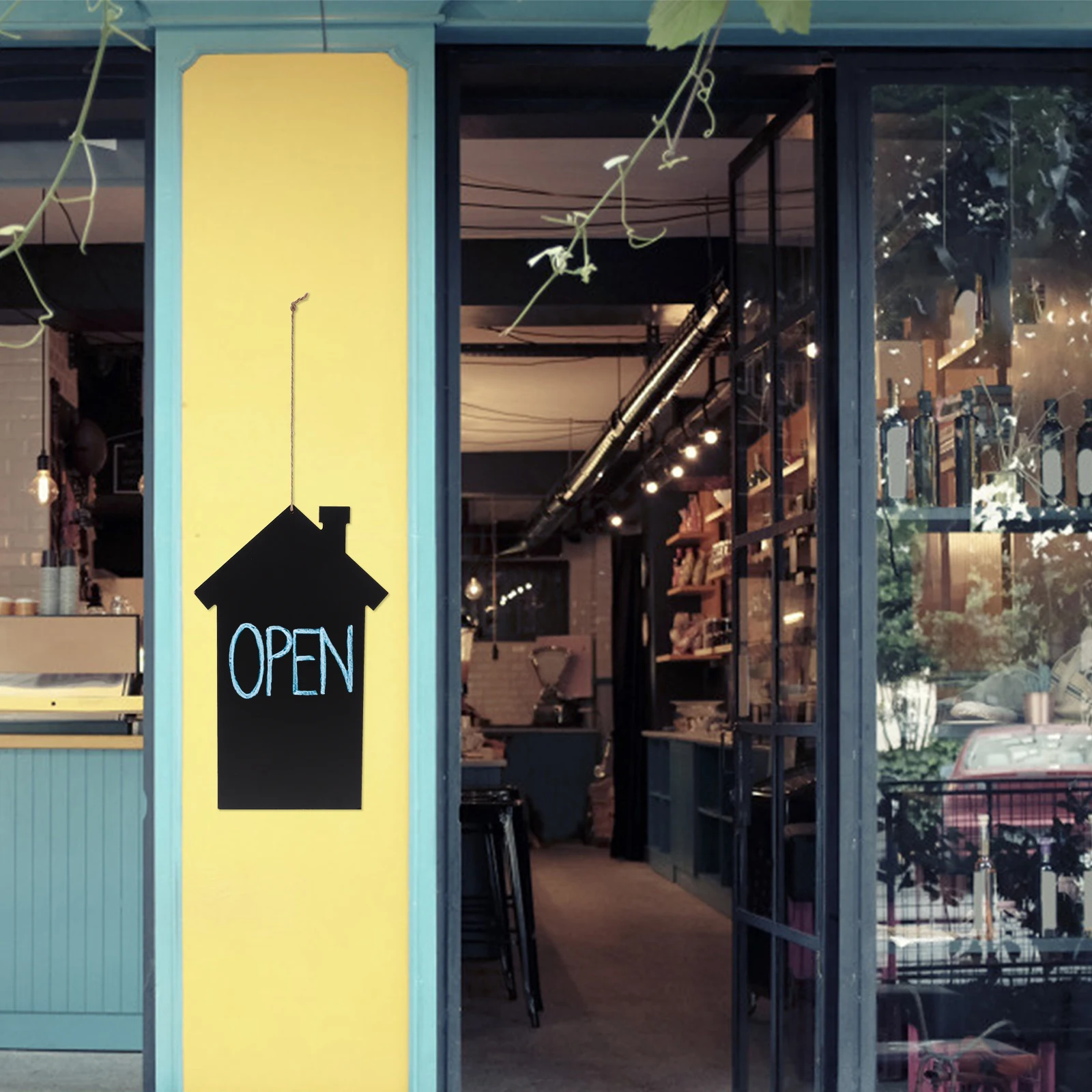 

Hanging Chalkboard Sign Small Blackboard Wall Door Display Message Board for Home Kitchen Office Decor Wooden Chalk Board