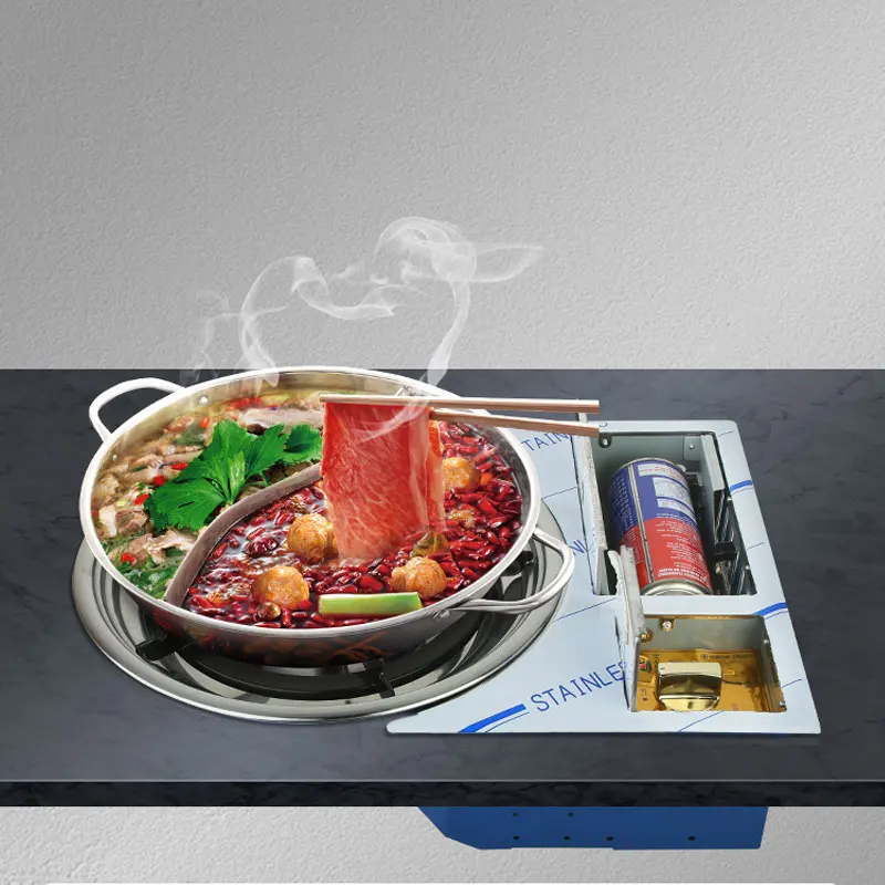 Table Embedded Propane Butane BBQ Grill Commercial Restaurant Barbeque Grill
