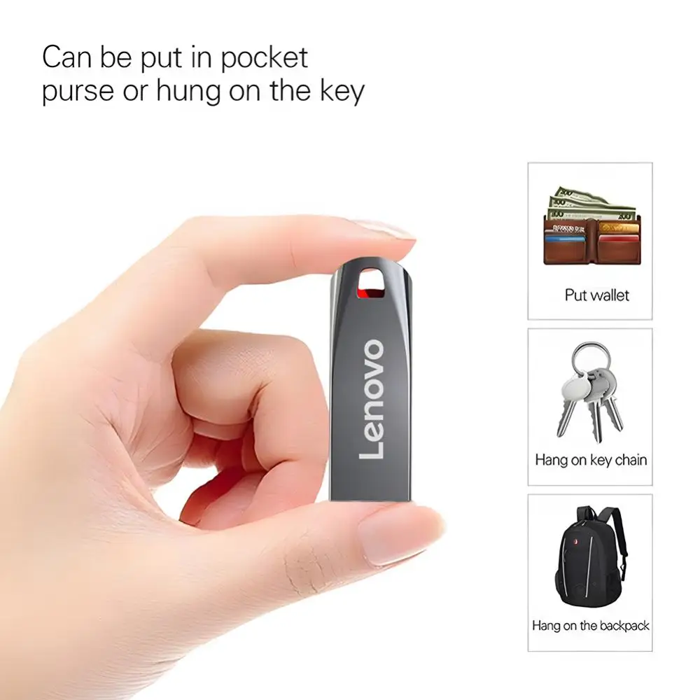 Lenovo 2TB USB Flash Drives Metal Pen Drive 1TB Memory Waterproof U Disk High-Speed USB 3.0 Data Transmission USB Flash Drive