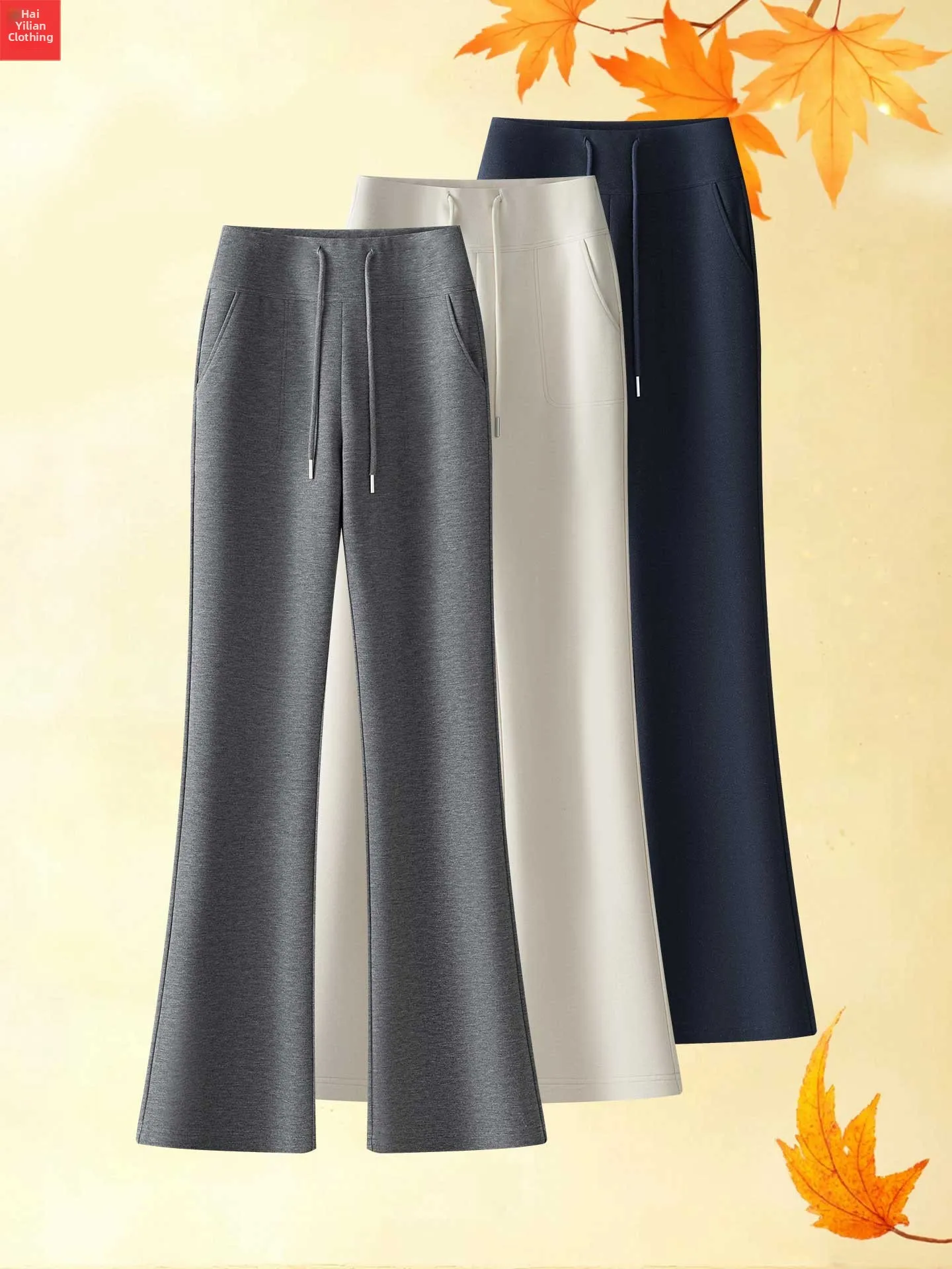 High Waist Acetate Wool Casual Yoga Pants Women's Autumn New Sle Slimming Spor Sweatpants Faionable Wide Leg Pants