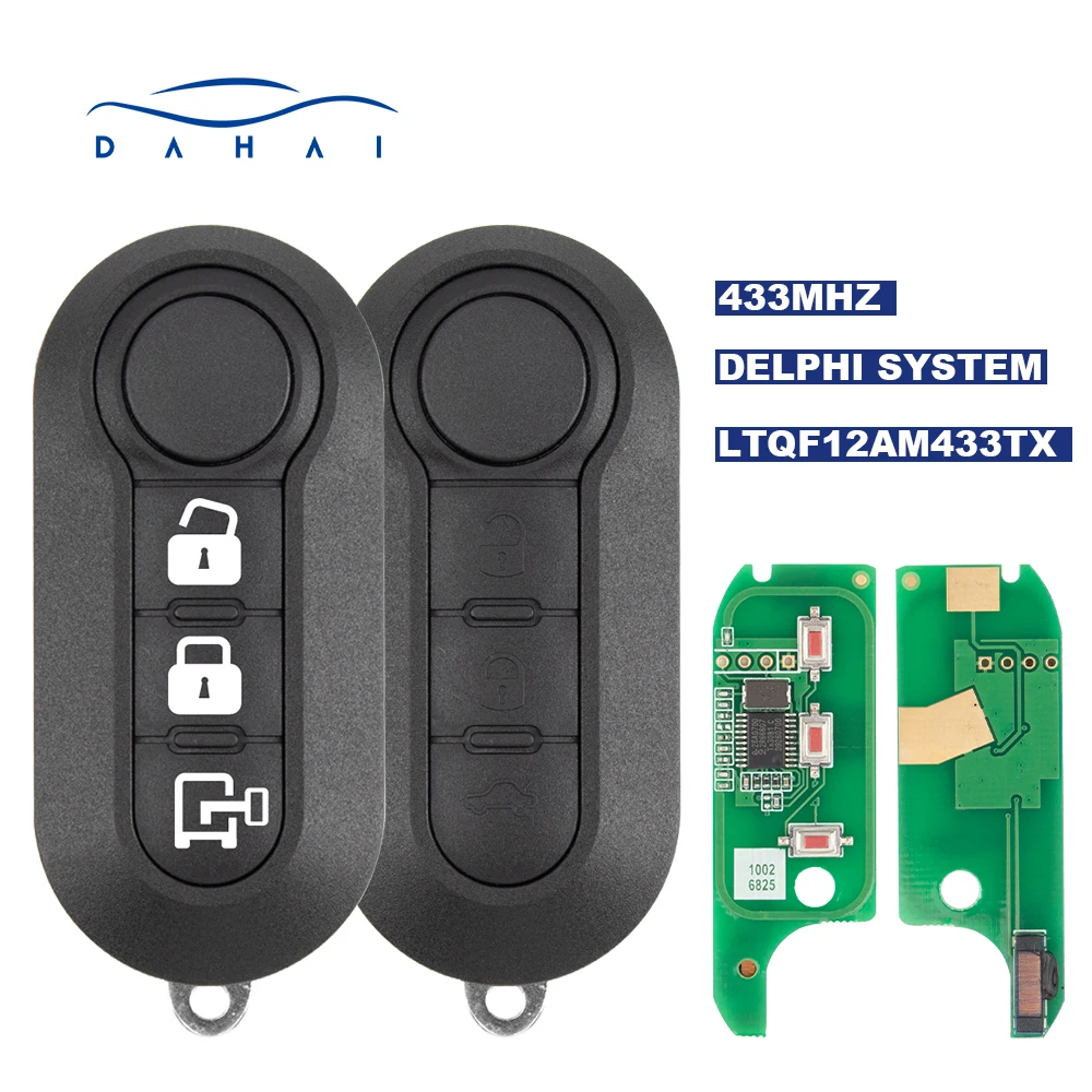 dahai Car Key For Fiat 500L Ducato Citroen Jumper Peugeot Boxer Marelli Fiat 500 Doblo Grande Punto Delphi PCF7946 433MHz