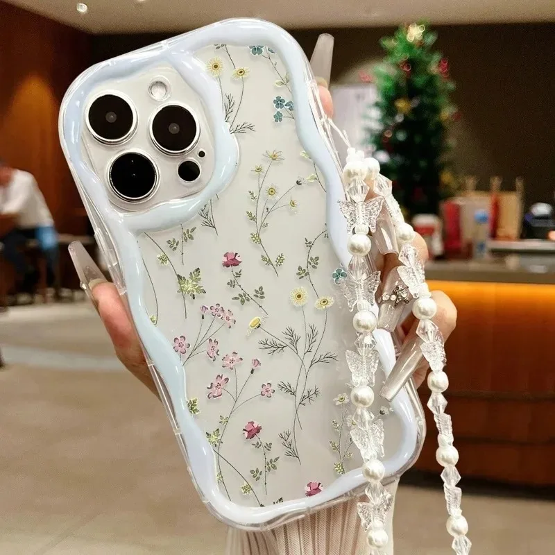 Einfache Blumen-Handyhülle für Samsung Galaxy A16 A17 A15 4G A07 S25 S26 Ultra S24 S23 Plus A06 A55 5G mit Lanyard-Hülle – Detail 3
