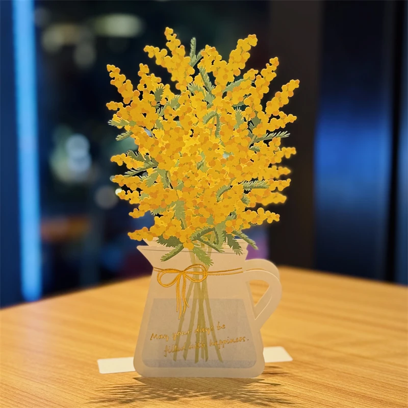 Japanese Spring Blossom Vase 3D Greeting Card Creative and Beautiful Decoration Birthday Confession Gift