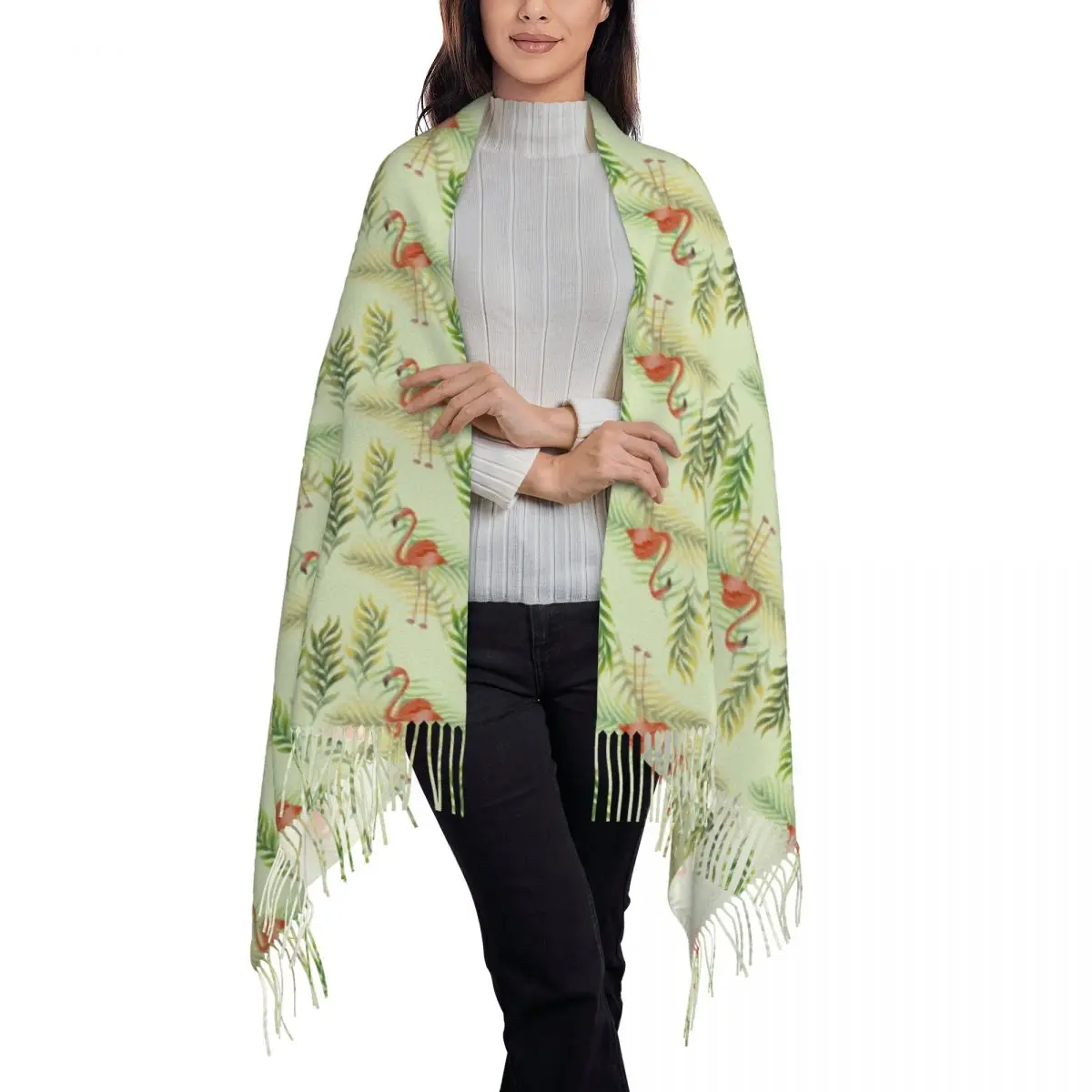 Flamingo,safari Pattern,savanna Scarf Tassel Scarves for Women Soft Warm Shawls and Wraps Long Fall Winter Shawl Wrap