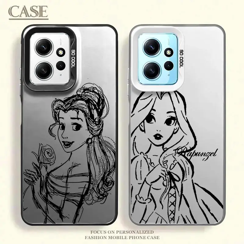 Disney Princess Lines Art phone cases for Xiaomi Redmi Note 13 12 Pro 5G 11 10S 12S 12pro 10 4G 13pro funda Back Shell Cover