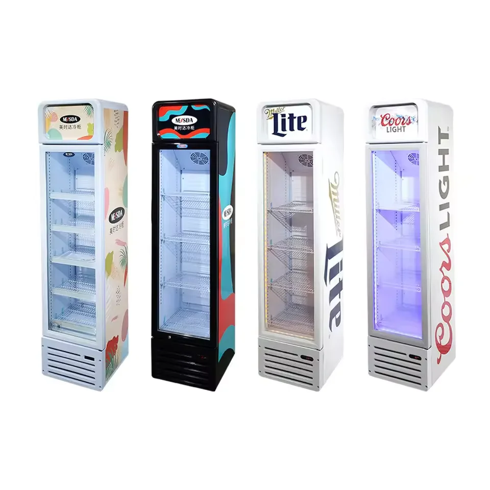 Commercial glass door Upright Freezer Refrigerator for Household Hotel Use beverage showcase cooler Display Small Frozen Cabinet