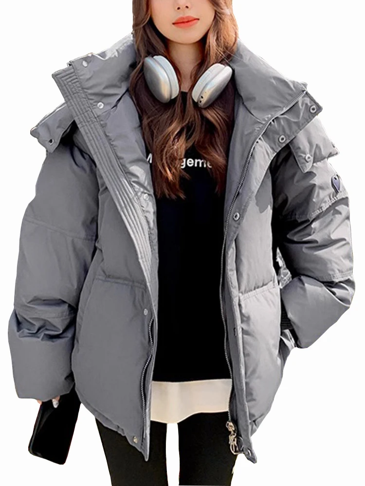 Parkas encapuzados espessados para mulheres, jaquetas acolchoadas de algodão quente, roupas femininas, casacos de inverno, 2024, 2023