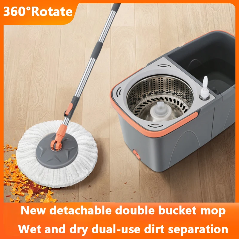 Lazy Hand Wash Free Mop Rotating Mop Set Detachable Mop Bucket Set With Bucket Household Mop 360 Rotating Mop House Cleaning