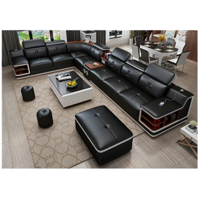 7 Seat Corner L shape Sofas Living Room Furniture Genuine Leather Sofa Corner Real Leather Sofa Set