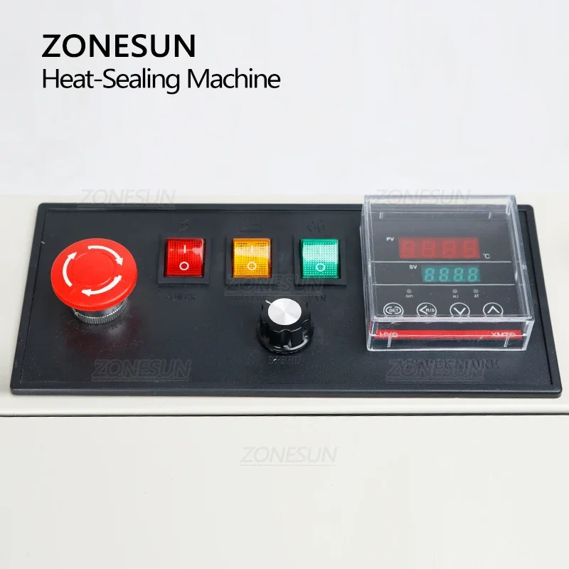 Zonesun ZS-FR900 Automatic Continuous Band Sealer Plastic Bag Sealing Machine Tabletop Bag Sealer Pouch Heat Sealing Equipment