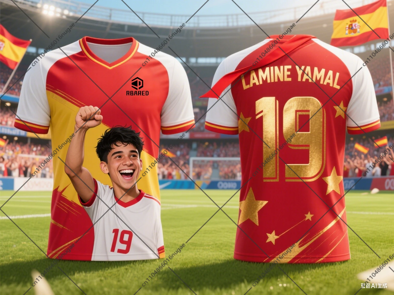 202526 تي شيرت Yamal 3d AI Collaboration - جيرسي صيفي مريح لطيف وأنيق للأطفال والكبار والأولاد والبنات #2