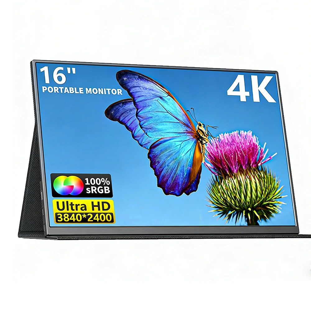 

16'' QHD 4K Portable Monitor 3840x2400 16:10 IPS Screen Extend Monitor For Laptop XBox PS4 / 5 Switch TV Box PC Extension Mobile