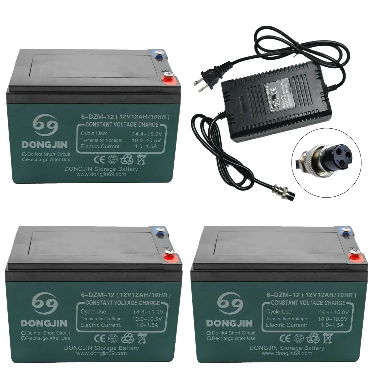 3Pcs 12V 12Ah 6-DZF…