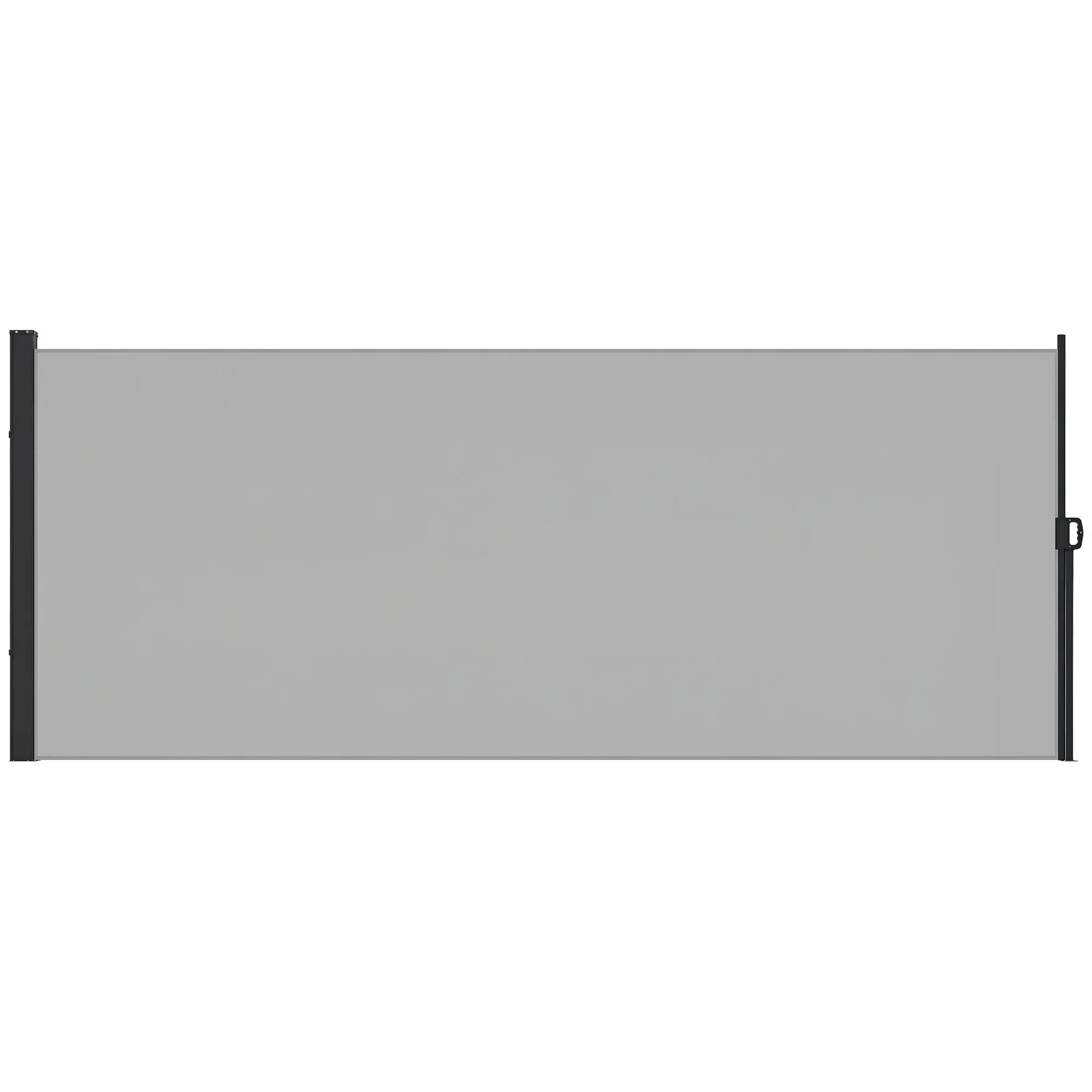 Paravent rétractable 3m x 1,8m en aluminium, polyester haute densité anti-UV 180g/m² gris clair pour jardin et terrasse