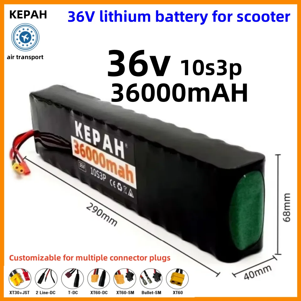 36V 36ah 18650 lithium battery 10s3p 36000mah 1000w 42V electric scooter for m365 power battery with battery pack