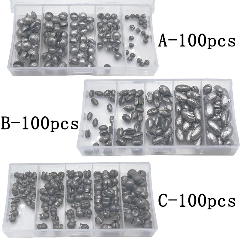 Delysia King 100 pcs/box of fishing round bifurcated opening clip lead fishing accessories