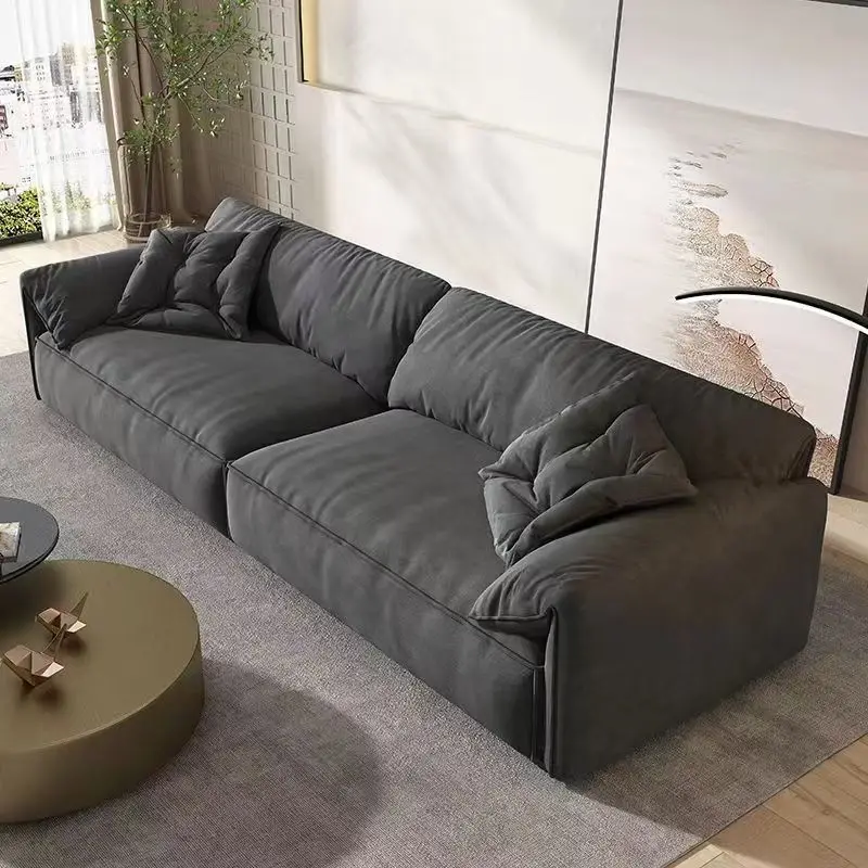 -For  Italian-Style Tech Fabric Sofa Premium Quality Home Living Room Three-Seater Straight-Back Upholstered Elephant Ear Sofa*