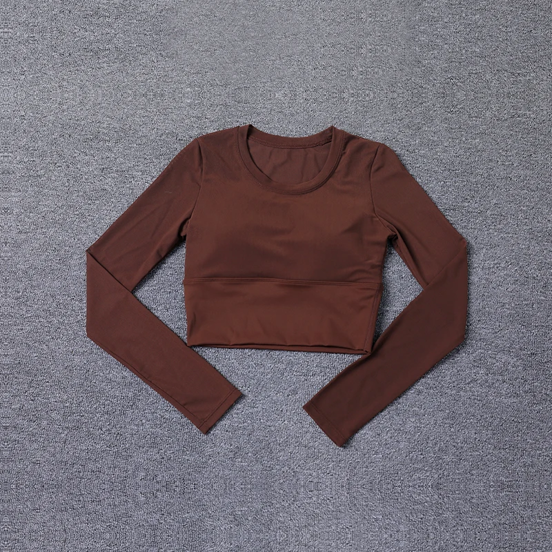 Womens Workout Long Sleeve Yoga Basic Tee Shirt Casual Round Neck Slim Athletic Running Solid T-Shirt Top