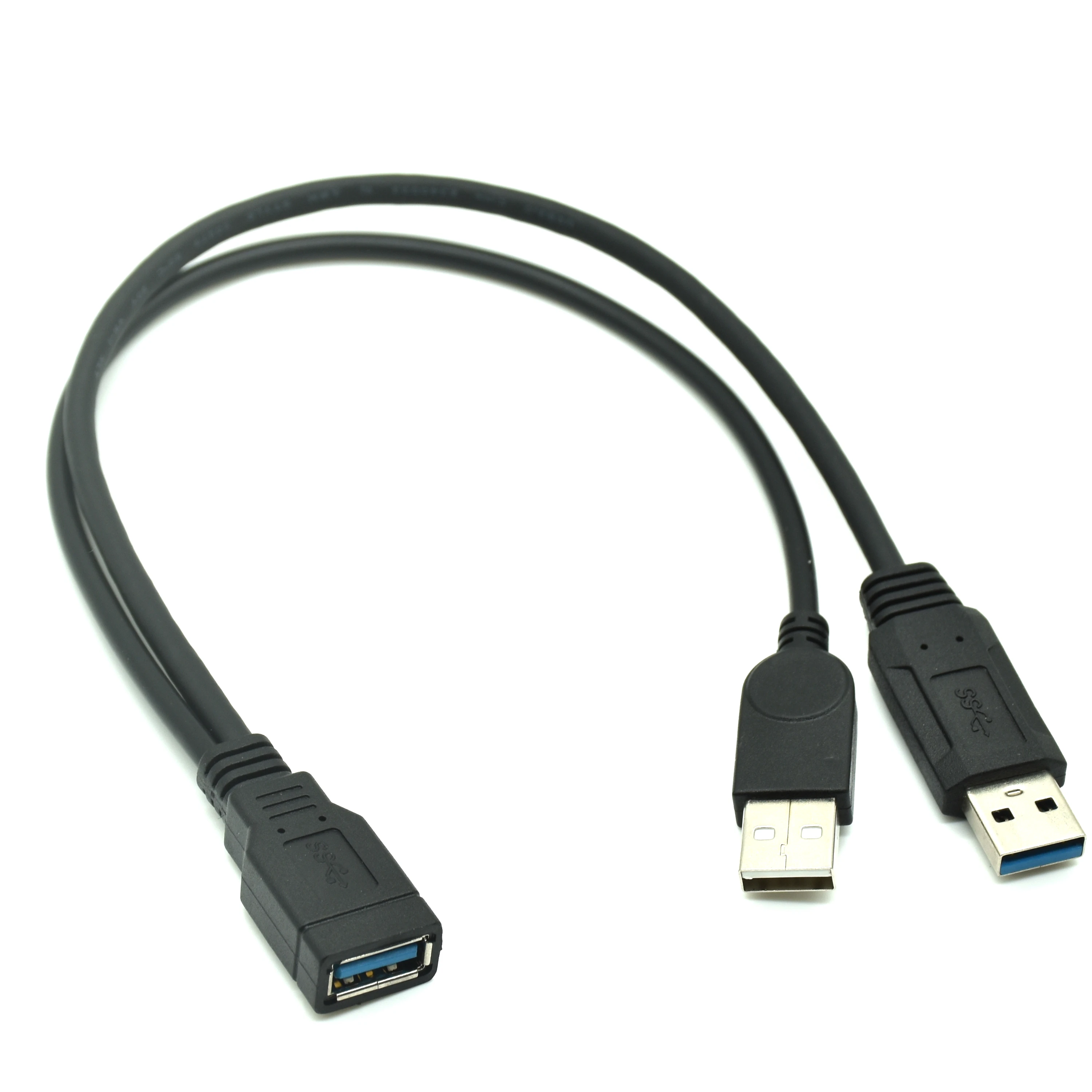 30CM USB 3.0 A męski na USB żeńskie 2 podwójna USB 2.0 zasilacz USB żeńskie przedłużacz splittera HUB ładowanie do drukarek