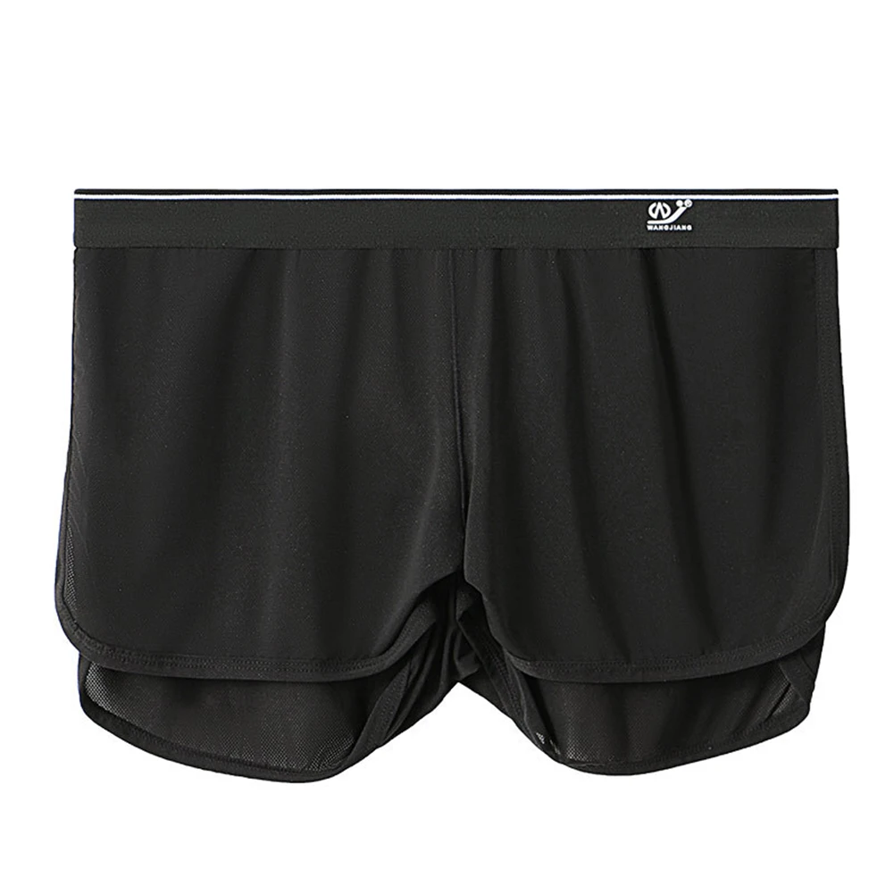 Roupa íntima masculina de seda gelada, shorts caseiros, cuecas boxers, cuecas com fenda lateral, boxershorts translúdios, calcinha macia respirável