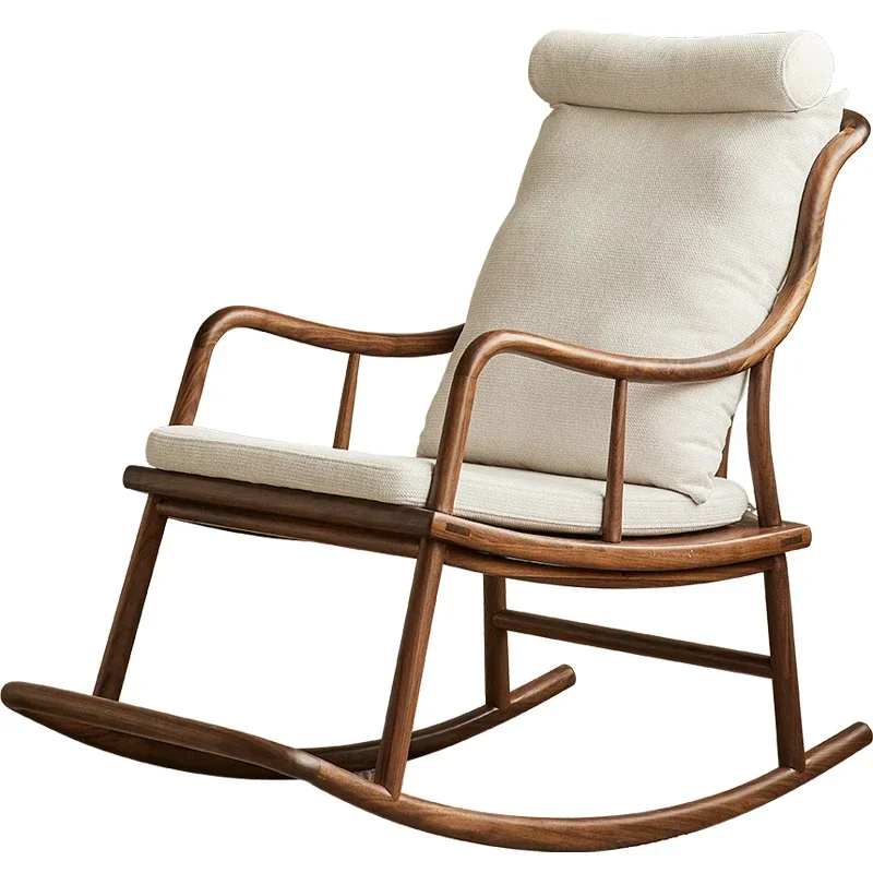New Chinese black walnut rocking chair balcony home lazy sofa leisure backrest lunch break chair