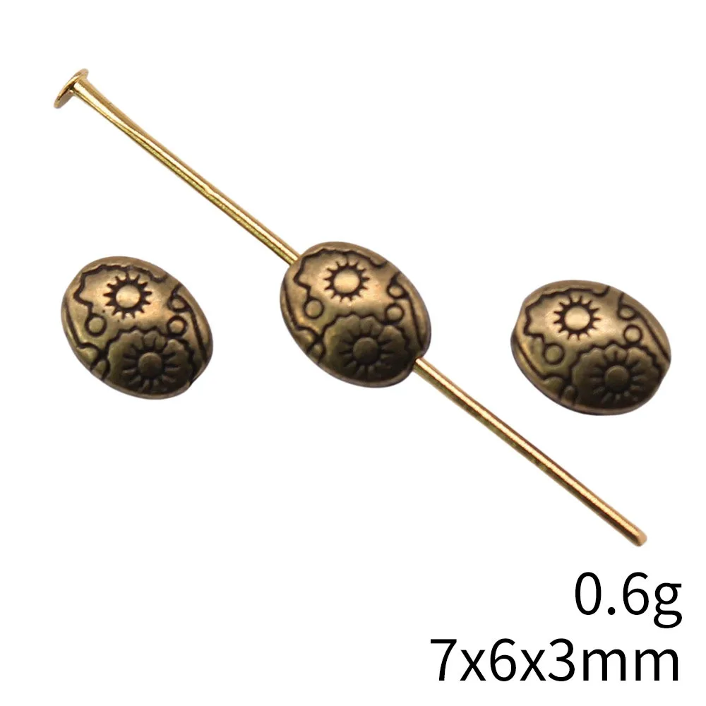 50pcs 7x6x3mm Alloy Charm Sun oval Small Hole Bead Finding ef5108