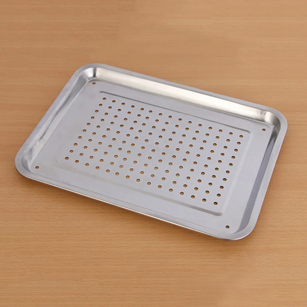

Stainless Steel Rectangular Tray Heavy Duty Food Drain Tray Rust Free Baking Sheet For Chicken Fish Drying Cooking Multi