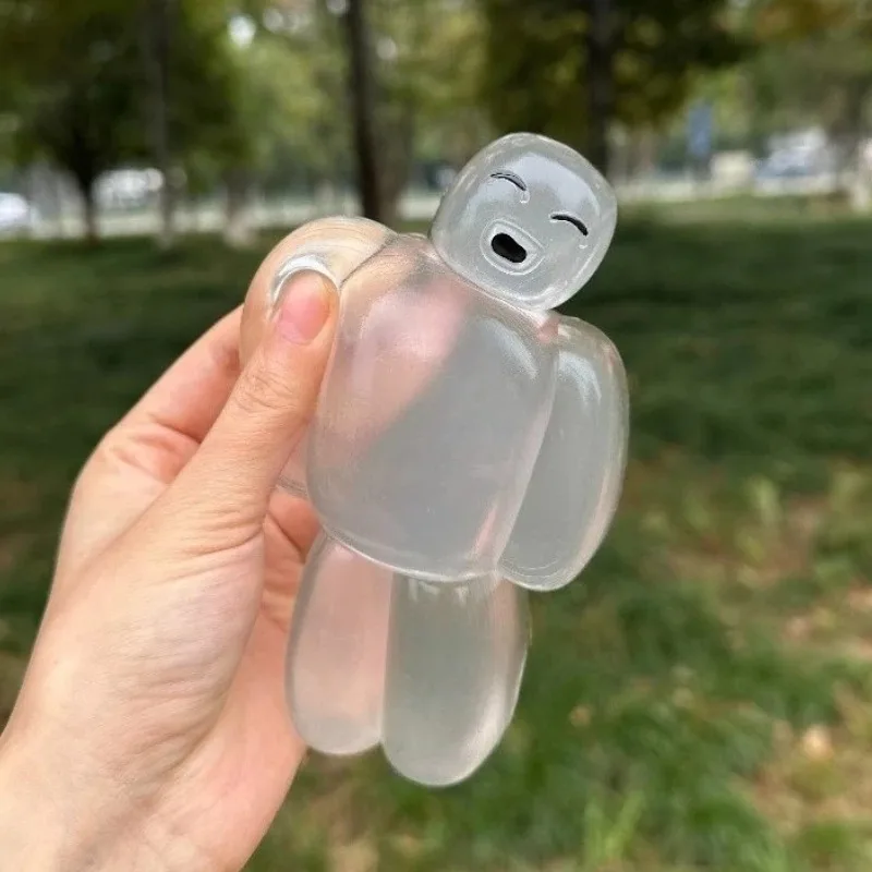 Morbido e trasparente gelatina robot squishy rimbalzo lento sensazione d'acqua giocattolo del fumetto, regalo carino antistress per adulti bambini rilassamento