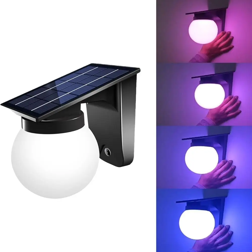 Auto on/Off Solar Wall Light IP65 Waterproof Wall Mounted Solar Induction Lamp Decorative Sphere Wireless Solar Fence Lights