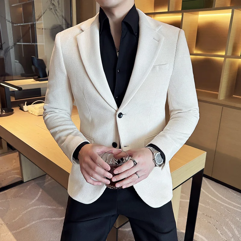 

Chenille Blazer Jackets Men Clothing 2026 Spring New Single Breasted Men's Blazers And Coats Slim Fit Business Casual Suits 4XL