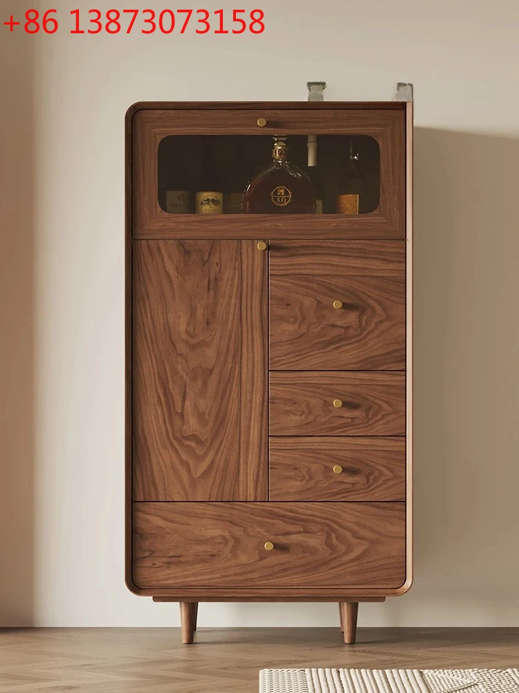 

American Style Walnut Solid Wood Wall Cabinet Modern Simple Home Hallway Storage Cabinet