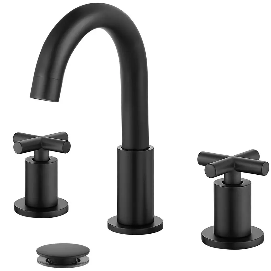 

Смеситель для ванной комнаты с 3 отверстиями, 8-дюймовый широко распространенный смеситель для раковины в ванной комнате, раковина с 2 перекрестными ручками и всплывающим сливом