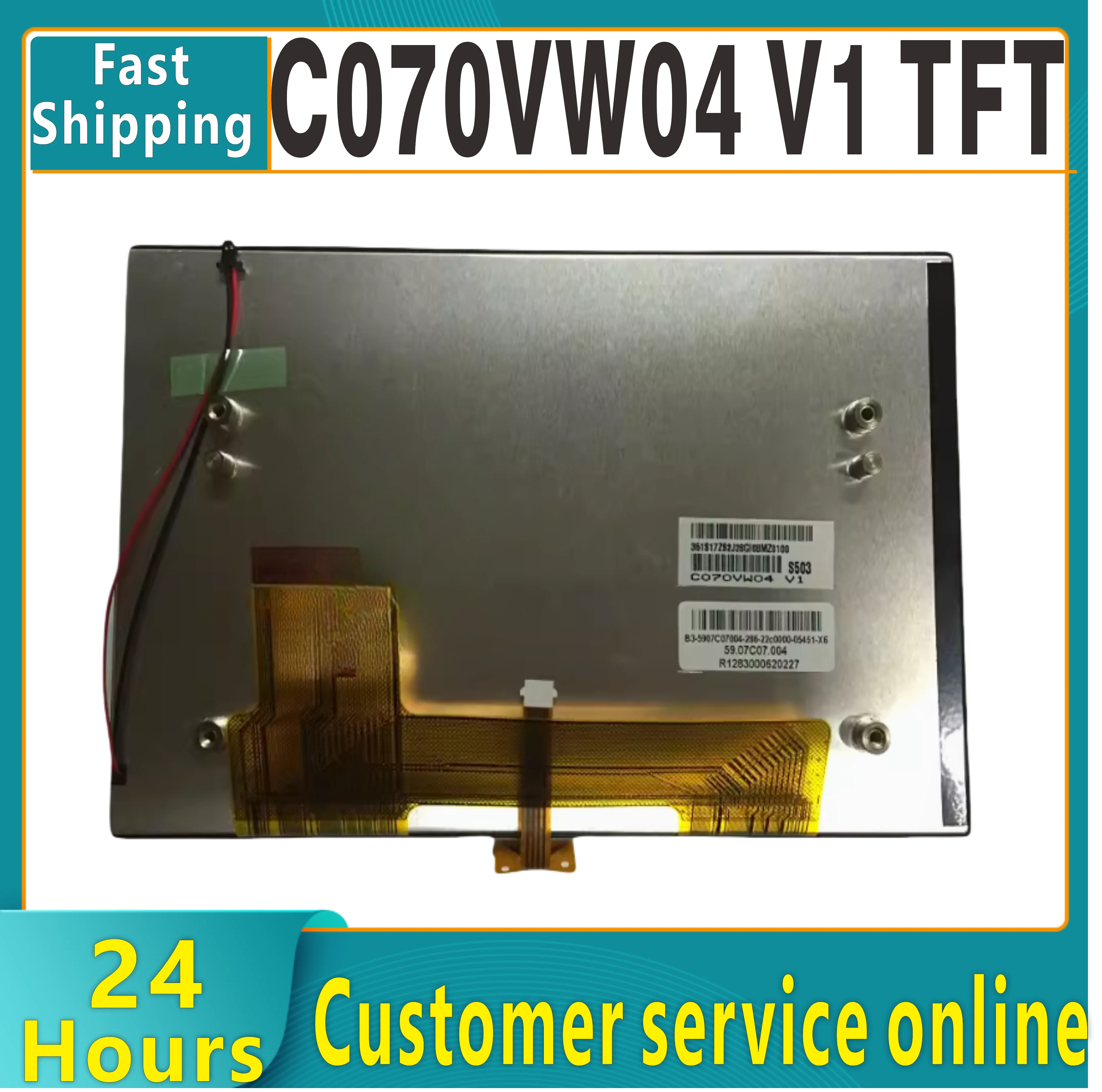 Novo painel original de 7 polegadas C070VW04 V1 TFT display LCD, adequado para navegação GPS LCD display