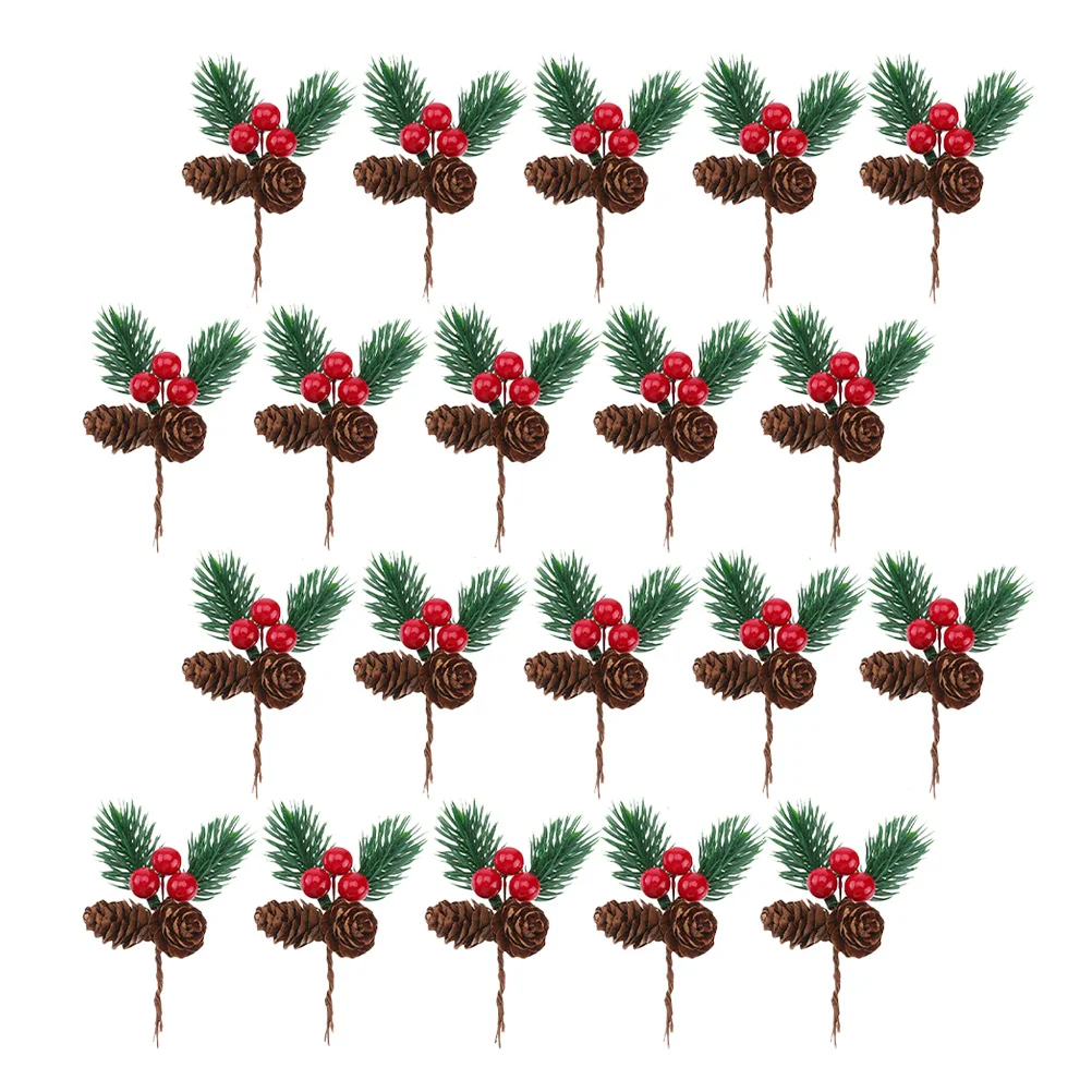 

20Pcs Fake Tree Branches with Pine Cones and Berries Pine Needles Picks for Holiday Christmas Decorations Home Wedding