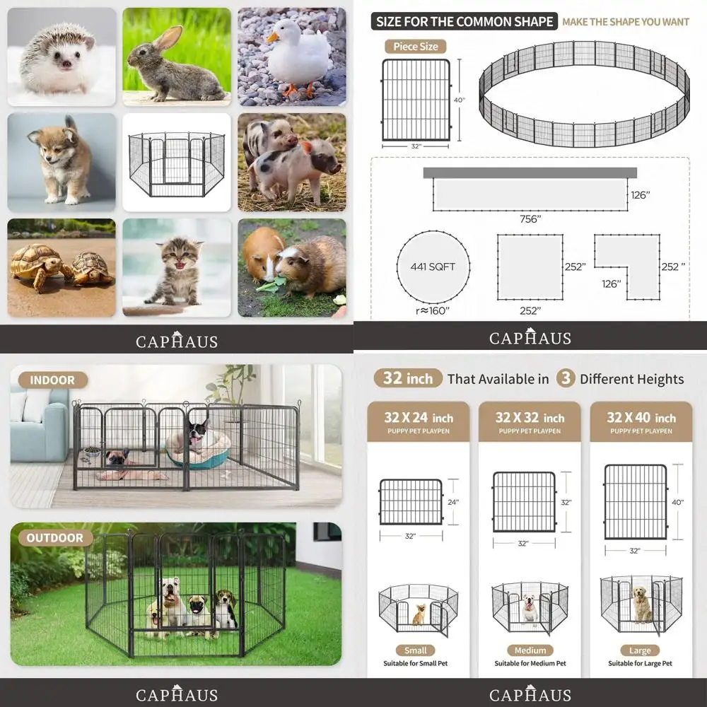 

Portable Heavy-Duty Pet Playpen with Door, 24-40 Inch Height, 8-32 Panels, Suitable for Indoor/Outdoor Use, Ideal for Dogs and A