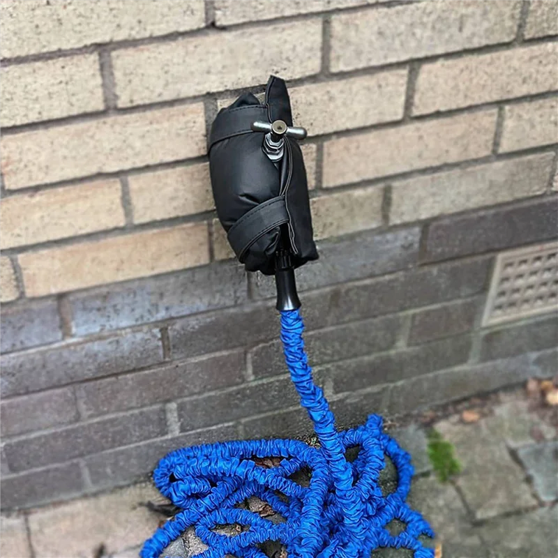 ABFY-3X Insulated Outside Tap Cover Winter Frost Protector Outdoor Weather Jacket Garden Faucet Cover Leather Black