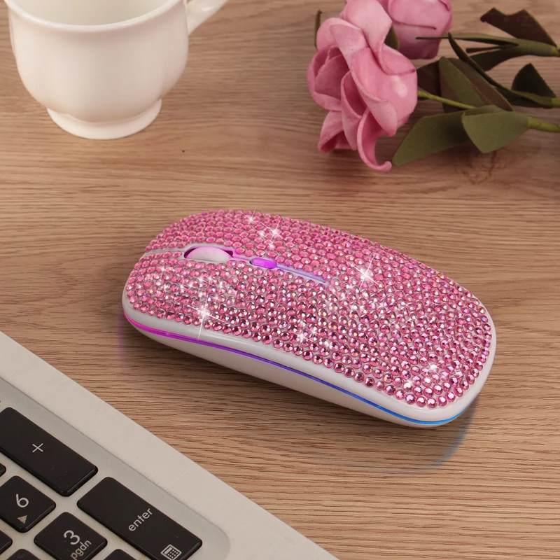 Bluetooth Bling Dazzling 2.4GHz Rechargeable Wireless Mouse Slim Mouse With USB Receiver Compatible With Notebook PC MacBook