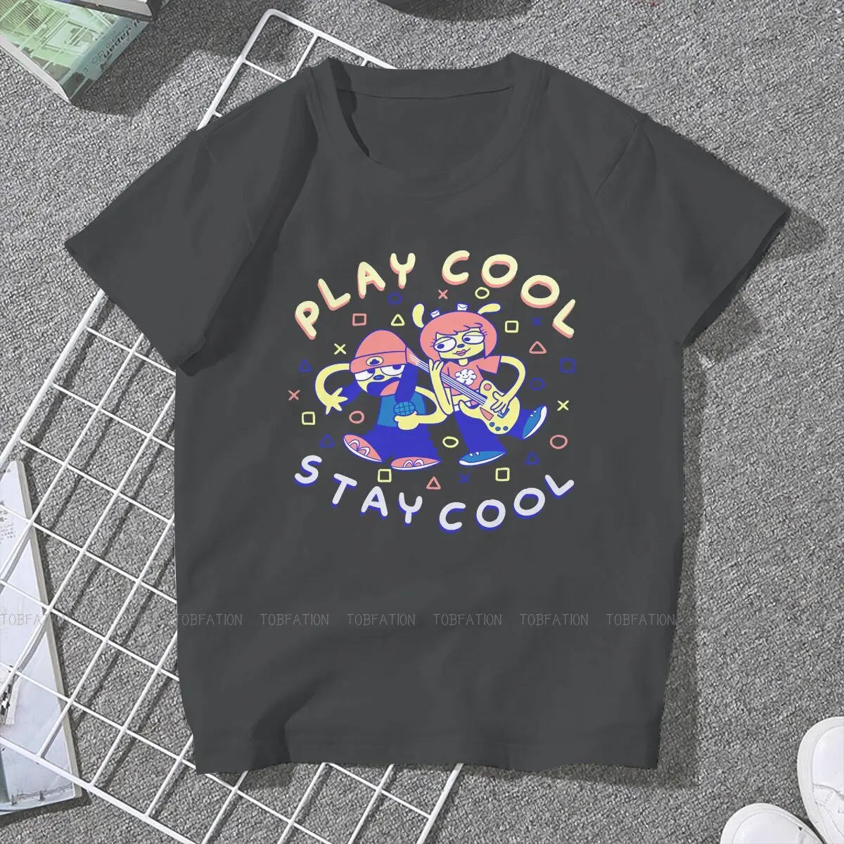 Play Cool Stay Cool TShirt For Girls PaRappa The Rapper Rhythm Game Tees Harajuku Female T Shirt Soft Summer Oversized