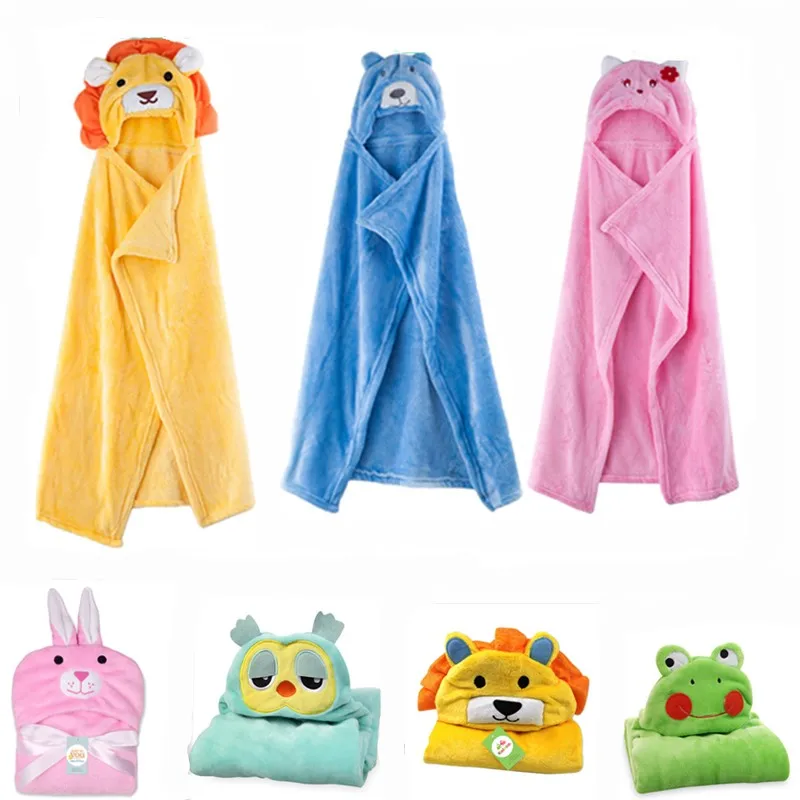 Cartoon Bathrobe For Children Flannel Hooded Baby Bath Towel Hooded Kids Clothes Boys Robe Newborn Blanket 0-6 Years