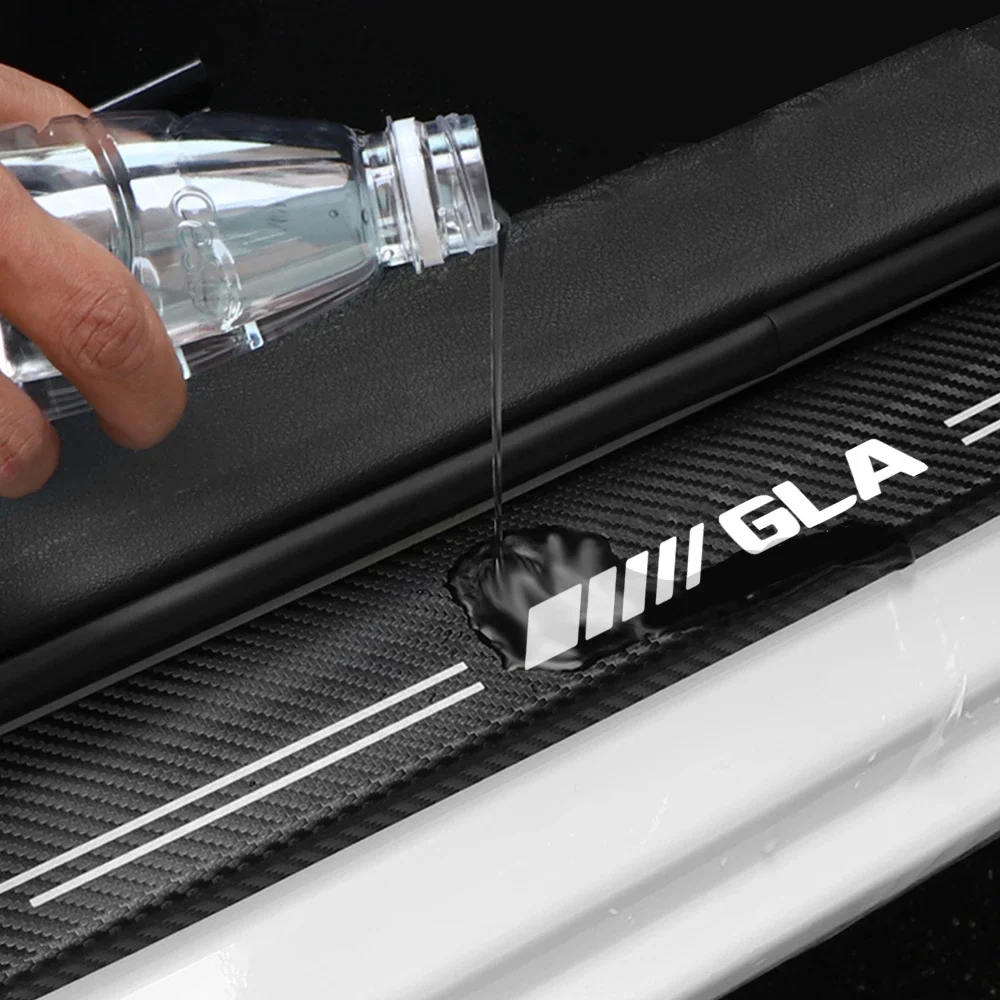 جديد 4 قطعة ملصقات السيارات شرائط عتبة الباب الدواسات شرائط زخرفية من ألياف الكربون لملحقات السيارات مرسيدس بنز GLA