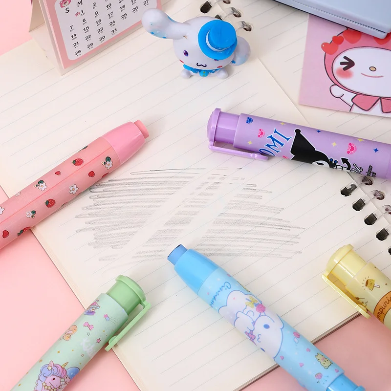 Sanrio Gum Hello Kitty Creatieve Pen Stijl Gum Kuromi Melody Cinnamoroll Cartoon Leuke Briefpapier Gift Kantoor Schoolbenodigdheden